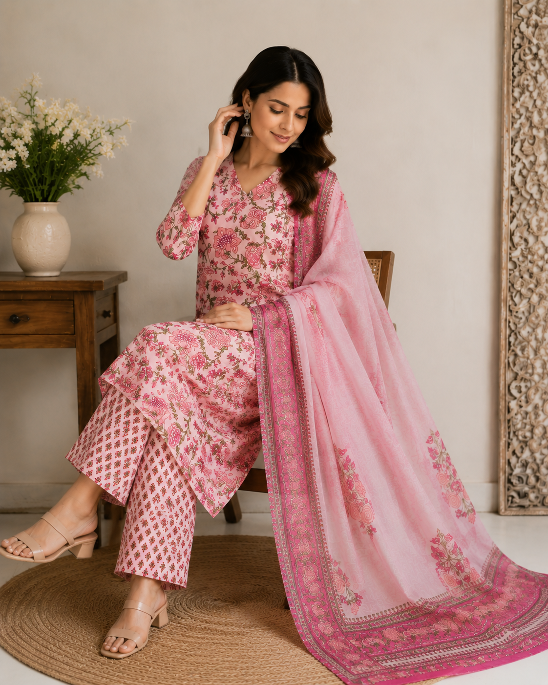 Heritage Floral Cotton Suit Set - Image 3