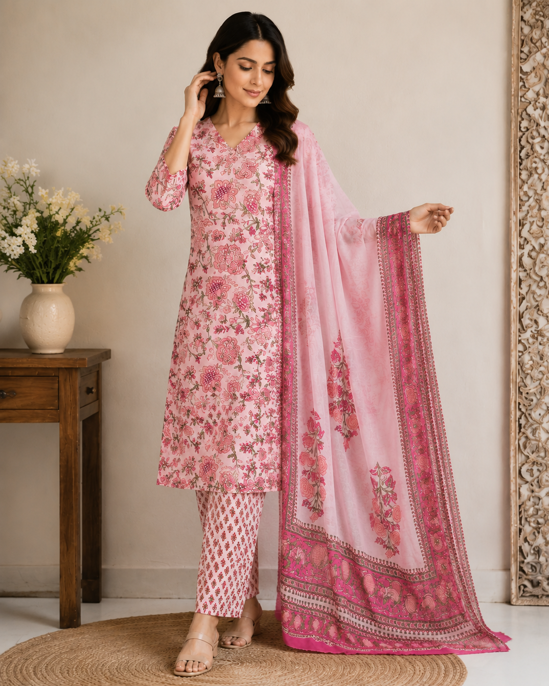 Heritage Floral Cotton Suit Set - Image 2