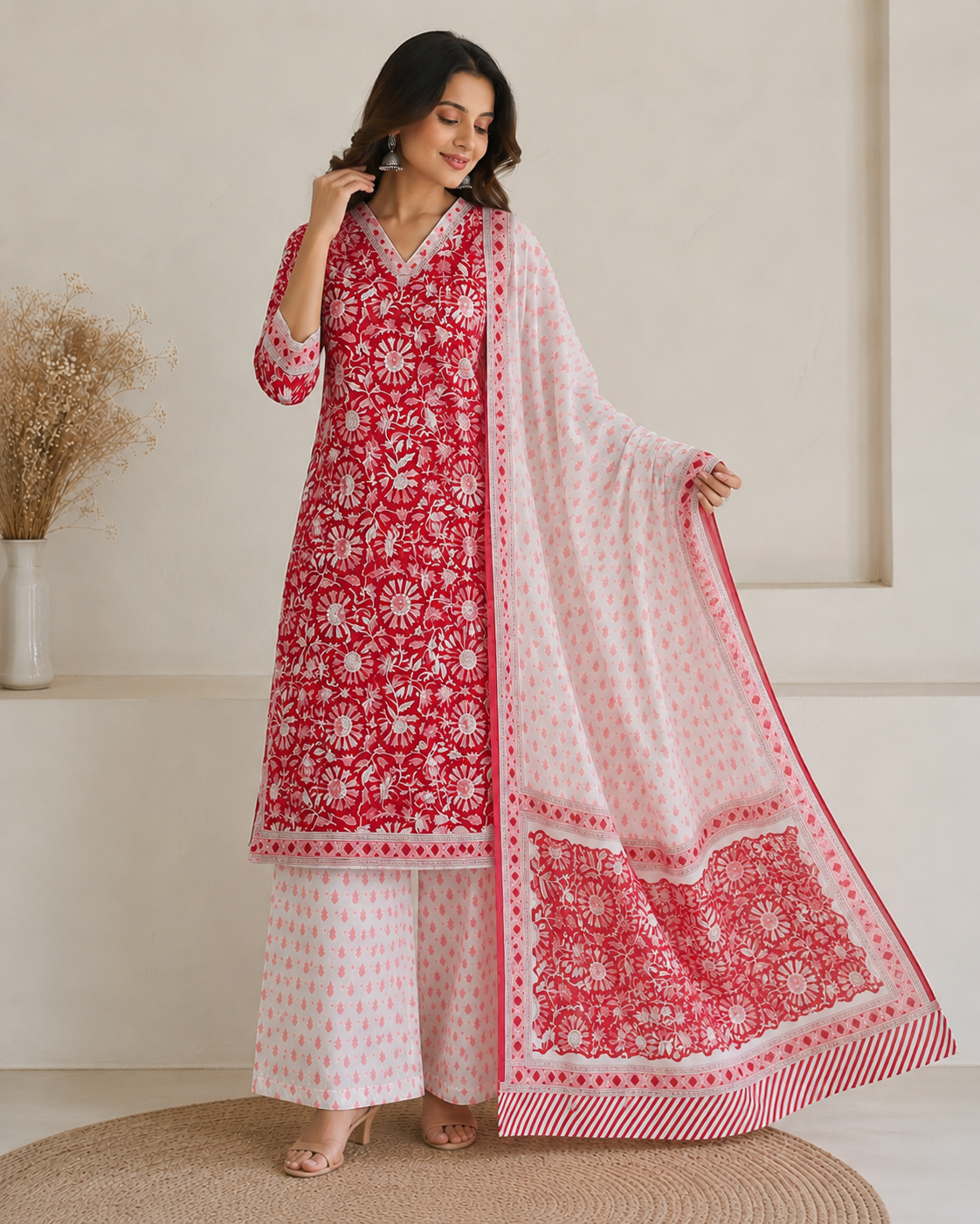 FLORAL PRINT 3 PIECE SUIT SET - Image 4