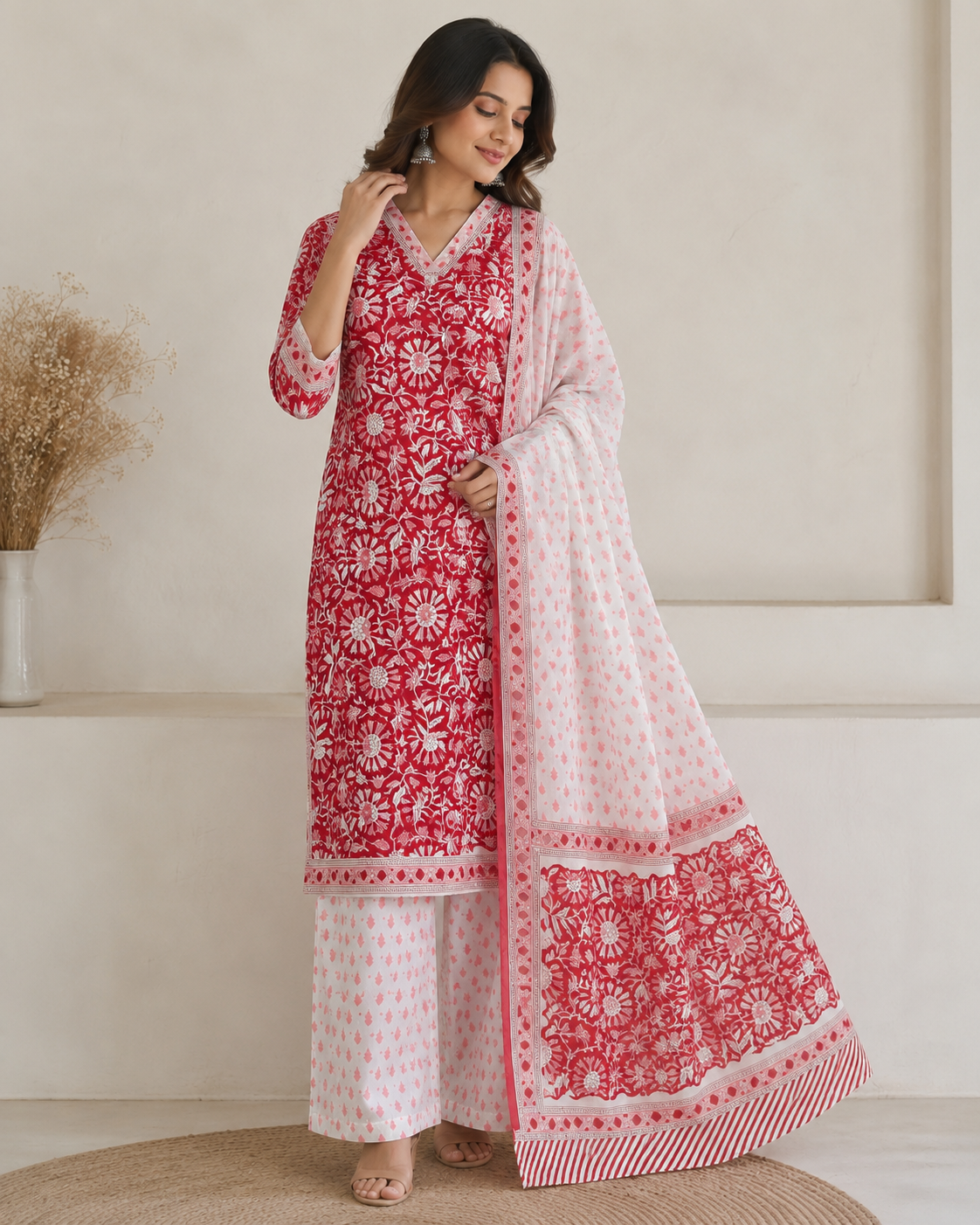 FLORAL PRINT 3 PIECE SUIT SET - Image 2