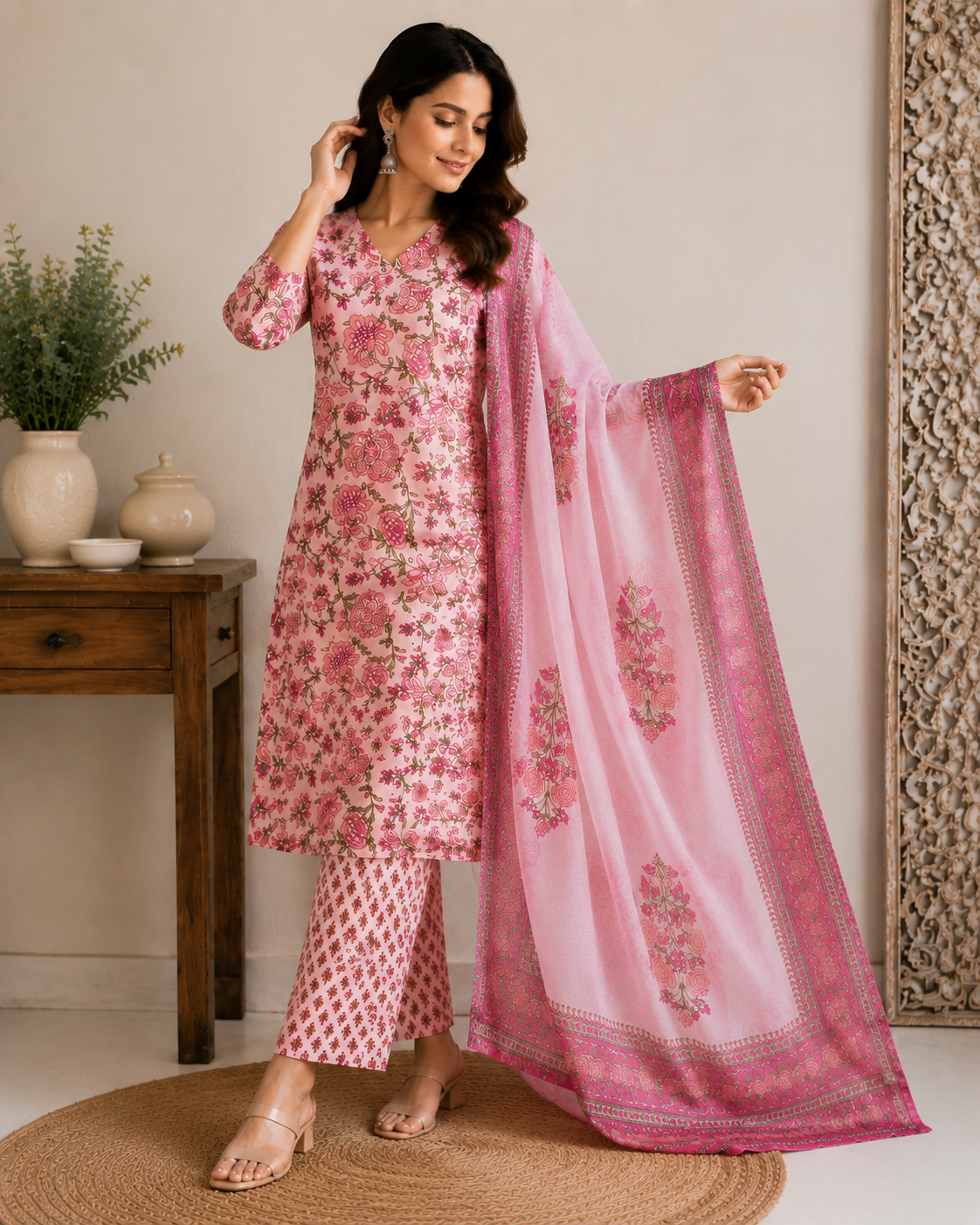 Heritage Floral Cotton Suit Set - Image 5