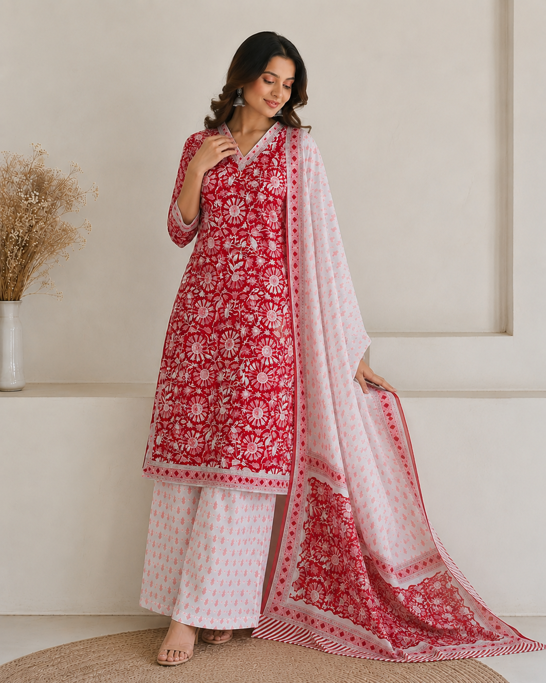FLORAL PRINT 3 PIECE SUIT SET - Image 5