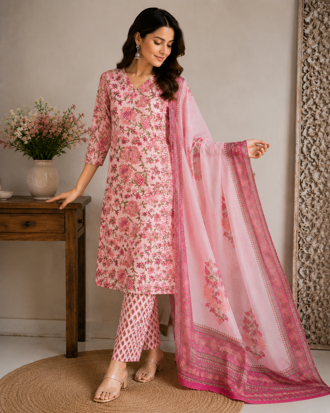 Heritage Floral Cotton Suit Set - Image 6