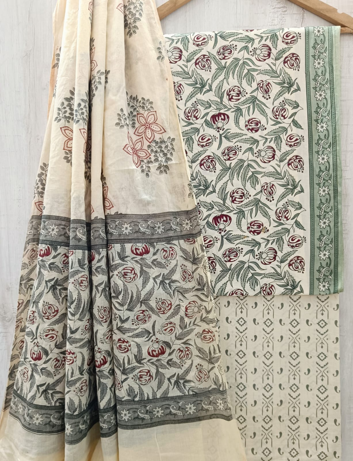 Sage Blossom Cotton Suit Set - Image 3